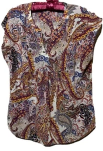 Camicia blusa Liz Claiborne Top M Setosa Paisley Hippie Boho Cottagecore Popover - Foto 1 di 5