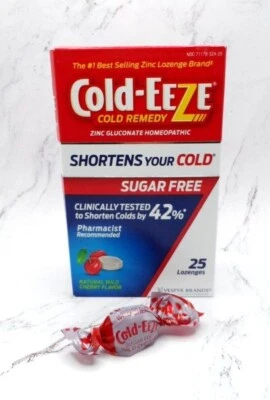 Pastillas Cold-Eeze Cold Remedy Natural Sabor Cereza Salvaje Sin Azúcar - 25ct Foto 1 de 4