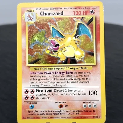Charizard 4/102 Base Set Holo Rare Unlimited WOTC Pokemon TCG Vintage MP 🔥 - Image 1 of 4