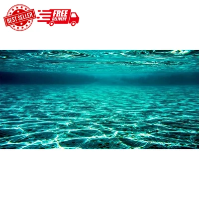 Фон аквариума 48x24 дюйма бирюзовая прозрачная вода пульсация дно озера подводное Oc - Изображение 1 из 4
