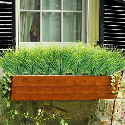 12 Bundles Artificial Grass Plants Outdoor UV Resistant Fake Grass Plants No ... - Image 1 of 4