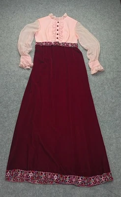 Vestido de Gasa Terciopelo Largo Cintura Imperio Años 60 De Colección Damas Prendas Unión de Trabajadores Foto 1 de 4