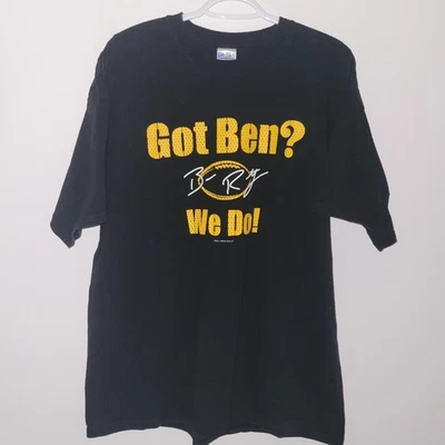 Camiseta Vintage 2004 Ben Roethlisberger Got Ben We Do Manga Curta Tamanho XL Preta - Imagem 1 de 4