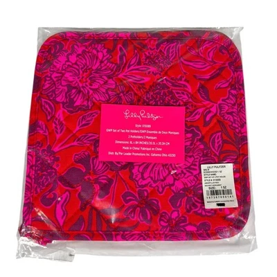 Набор из 2 держателей для горшков Lilly Pulitzer Amaryllis Red с цветочным узором Secret Hideaway - Изображение 1 из 4