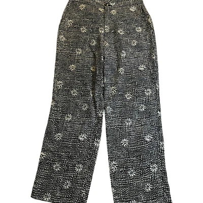 Pantalones para mujer Sigrid Olsen talla 4 negros florales pierna ancha 100 % Tencel Lyocell Foto 1 de 4