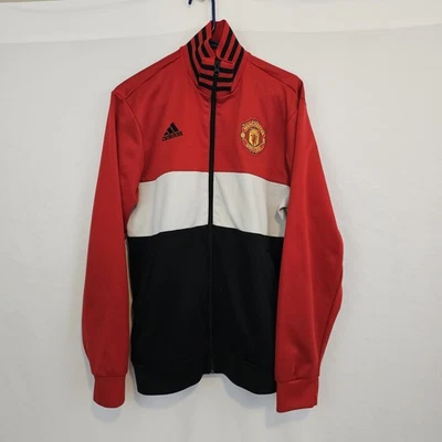Chaqueta de Pista Adidas Manchester United FC Para Hombre Roja Azul Colorblock Logo Grande Foto 1 de 4