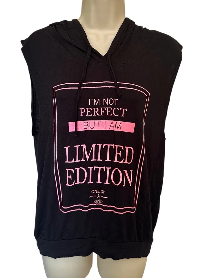 Мягкий топ с капюшоном Junior's I'm Not Perfect But I Am Limited Edition размер L черный - Изображение 1 из 4