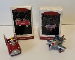 1995 & 1996 Hallmark Keepsake Ornament Murray Fire Truck & Murray Airplane - Picture 1 of 5