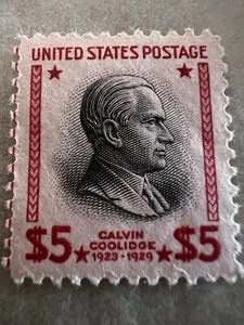 US Stamp OG $5, Presidential, Calvin Coolidge - Picture 1 of 5