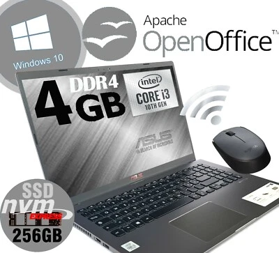 Notebook Asus Gray Portatile Display Full HD Intel i3-1005G1 4GB SSD256 WIN10PRO - Immagine 1 di 4