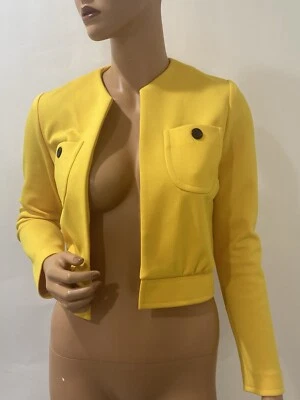 nardis of dallas Cropped Jacket cardigan Small Yellow Long Sleeve Vintage 90s - Image 1 of 4