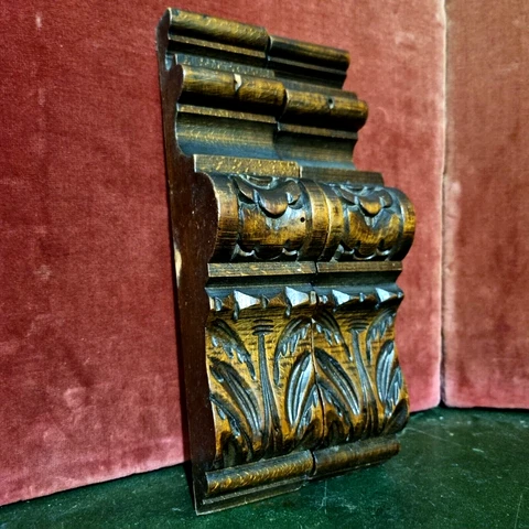 2 Acanthus leaf carving corbel bracket 11" Antique French architectural salvage Cover