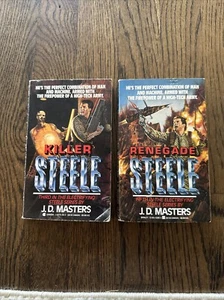 Killer Steele & Renegade Steele Paperback Book Lot 1990 Action Scifi Vintage - Picture 1 of 9