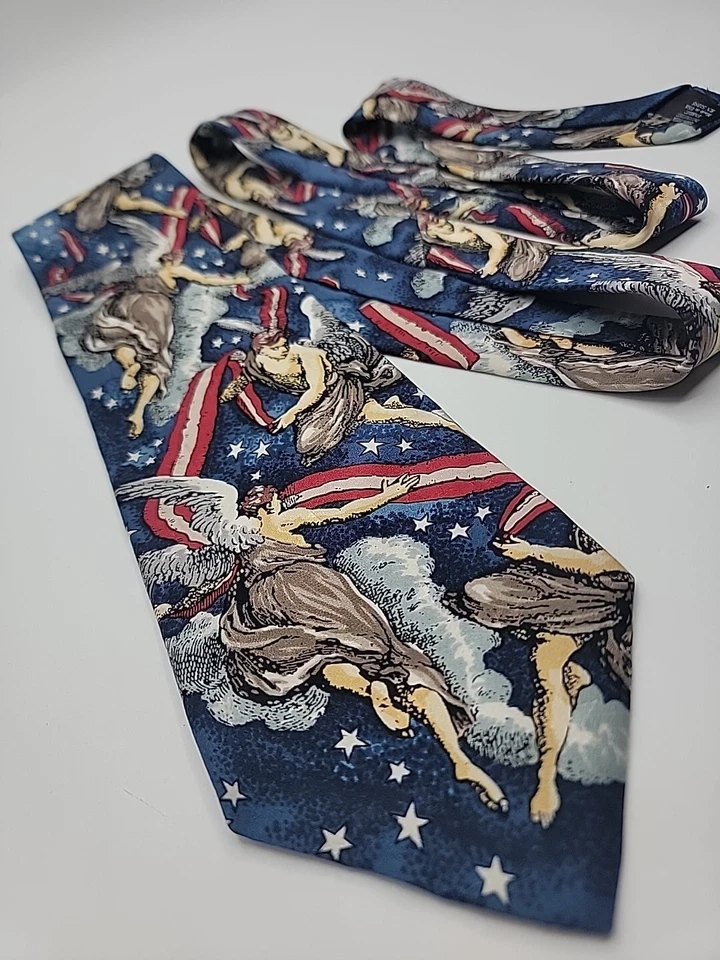 Corbata Cuello Jacobsen Querubín Ángel EE. UU. Rojo Blanco Azul Elección Patriótica Estrellas de Seda Foto 1 de 2
