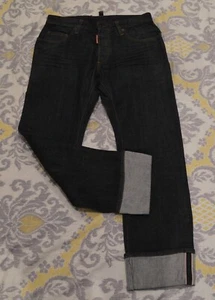 NEW DSQUARED2 D2 black 5-pocket roll-up jeans Men's size 50 / 32 x 30 - Picture 1 of 5