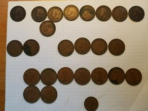 GREAT BRITAIN early 1900's bronze coin lot large penny half penny - Picture 1 of 11