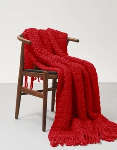 Wool and the Gang Koselig Blanket Knitting Kit, Lipstick Red, Large - Picture 1 of 6