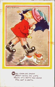Girl With Her Dog, Puppy Vera Paterson Vintage Postcard B195 - Picture 1 of 2