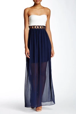 NEW MINUET Strapless Banded Waist Maxi DRESS SIZE SMALL NORDSTROM SOLD OUT!! - Image 1 of 2