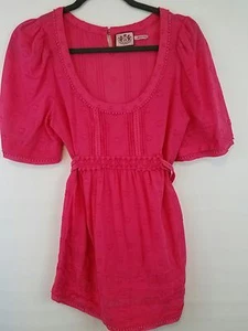 Juicy Couture Women's Pink Cotton Long Short Sleeve Tie Back Shirt Size Small - Picture 1 of 6
