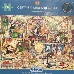Gibsons 1000pc Gerty's Garden Retreat by Linda Jane Smith jigsaw puzzle Rare HTF - Picture 1 of 2