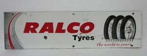Vintage Old Enamel Porcelain Ralco Tyres Ad. Sign Board - Picture 1 of 10