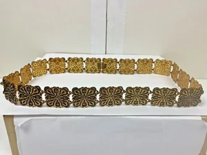 Vintage Brass Square Linked Women's Metal Clip *Belt Size Small 26 1/2" In. Long - Picture 1 of 12