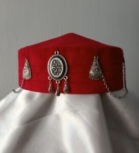 Skullcap Kazakh national headdress for girls with decorations