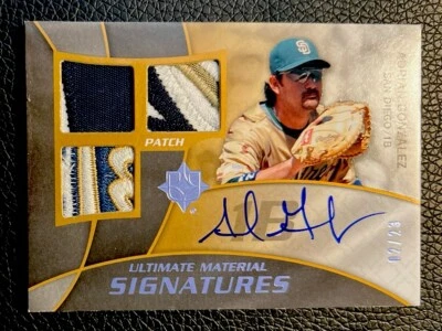 2009 UD Ultimate Adrian Gonzalez Triple Logo Patch Auto On-Card Game-Used /23!! - Image 1 of 2