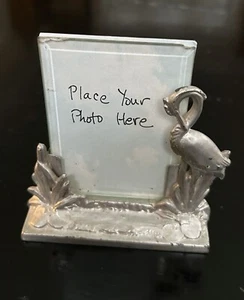 Art Deco mini picture frame 2.5”x3.5” Free Standing, Crane & Wetland. Painted - Picture 1 of 12