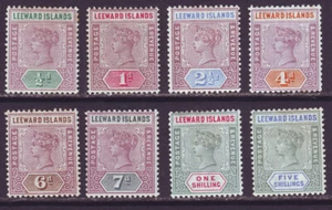 Leeward Islands 1890 SC 1-8 MH Set - Picture 1 of 2