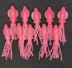 Fishing Lure B2 Stlye Squid Body 4" in /10 cm Octopus Pink Glow Fluke Jig 10 Pc - Picture 1 of 7