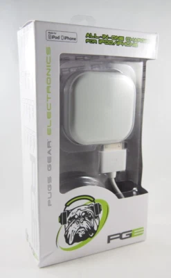 (1) Cargador Todo en Uno PGE Pug Gear Electronics Pared Coche iPod iPhone iPad Blanco Foto 1 de 4