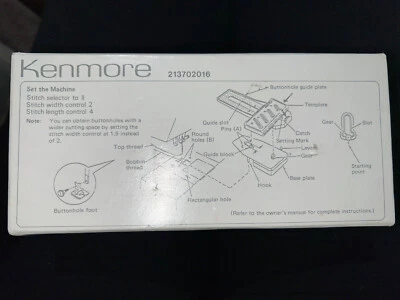 Kenmore 213702016, Attachment for Buttonhole Maker Sewing Machine w/Foot NIB - Image 1 of 4