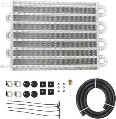 8 Rows Universal Aluminum Remote Transmission Oil Cooler Radiator Converter Kit - Image 1 of 4