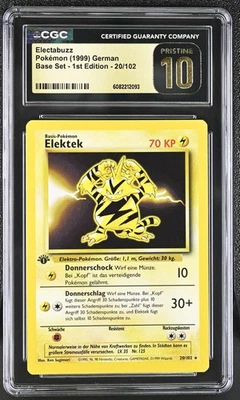 CGC 10 PRISTINE Electabuzz Base Set 1st Edition German 20/102 GERMAN Pokemon - Image 1 of 2