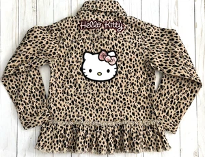 365 KIDS HELLO KITTY LEOPARD/CHEETAH PRINT DENIM JACKET GIRLS SIZE 7 - Picture 1 of 6