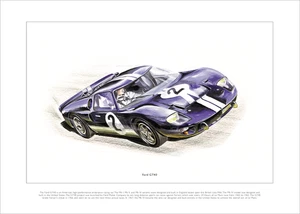 Fine Art Print mit Darstellung eines FORD GT40 - A3 Größe Le Mans 24Hr Ford vs Ferrari Auto - Bild 1 von 1