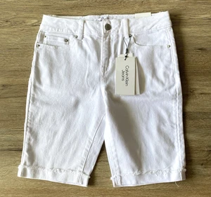 Calvin Klein Jeans Girl's Shorts Mid-Rise Skinny Bermuda Stretch White Size 14 - Picture 1 of 17