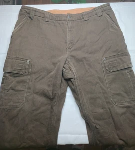 Duluth Trading Pants Mens 42X30 Brown Cargo Fleece Lined Relaxed Canvas Workwear - Picture 1 of 8