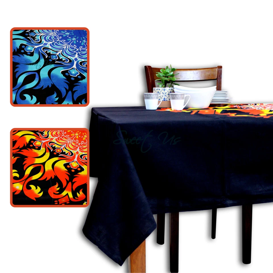 Cotton Possibility Flame Tablecloth Rectangle Kitchen Dining Linen Black - Image 1 of 1
