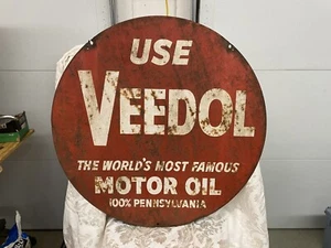 Veedol Motor Oil Double Sided Sign Vintage Original - Picture 1 of 11