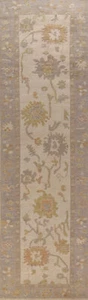 Ivory Wool Oushak Vegetable Dye Hand-knotted Hallway Narrow Runner Rug 2x12 - Picture 1 of 17