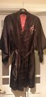 Black Kimono Style Dressing Gown With Flower Embroidery. Size 12/14