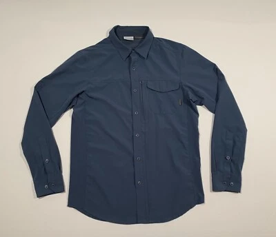 Hombre COLUMBIA Omni-shield Pequeño Manga Larga Con Botones Mezcla Poliéster Ligero Foto 1 de 4