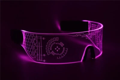 Cyberpunk LED Tron Visor Glasses Cosplay Festivals Cybergoth - Image 1 of 3