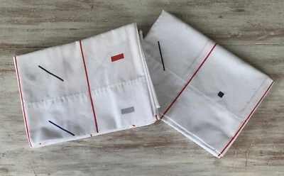 2 Vtg Cannon Geometric Memphis Standard Pillowcases USA Stripe Slash Squares - Image 1 of 4