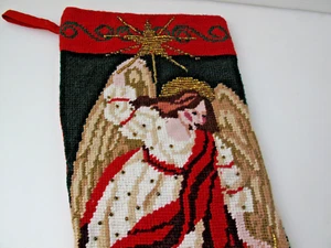 Vintage Wollnadelspitze Weihnachtsstrumpf Engel - Bild 1 von 5