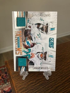 2014 Score Backfield Tandems Dual Jersey Patch #BTMD Daniel Thomas/Lamar Miller - Picture 1 of 2