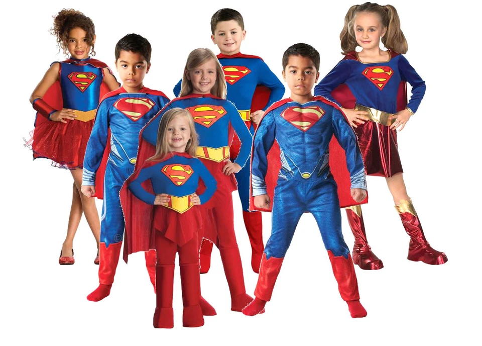 Child SUPERMAN SuperGirl Superhero Fancy Dress Costume Girl Boy Comic Halloween - Image 1 of 1